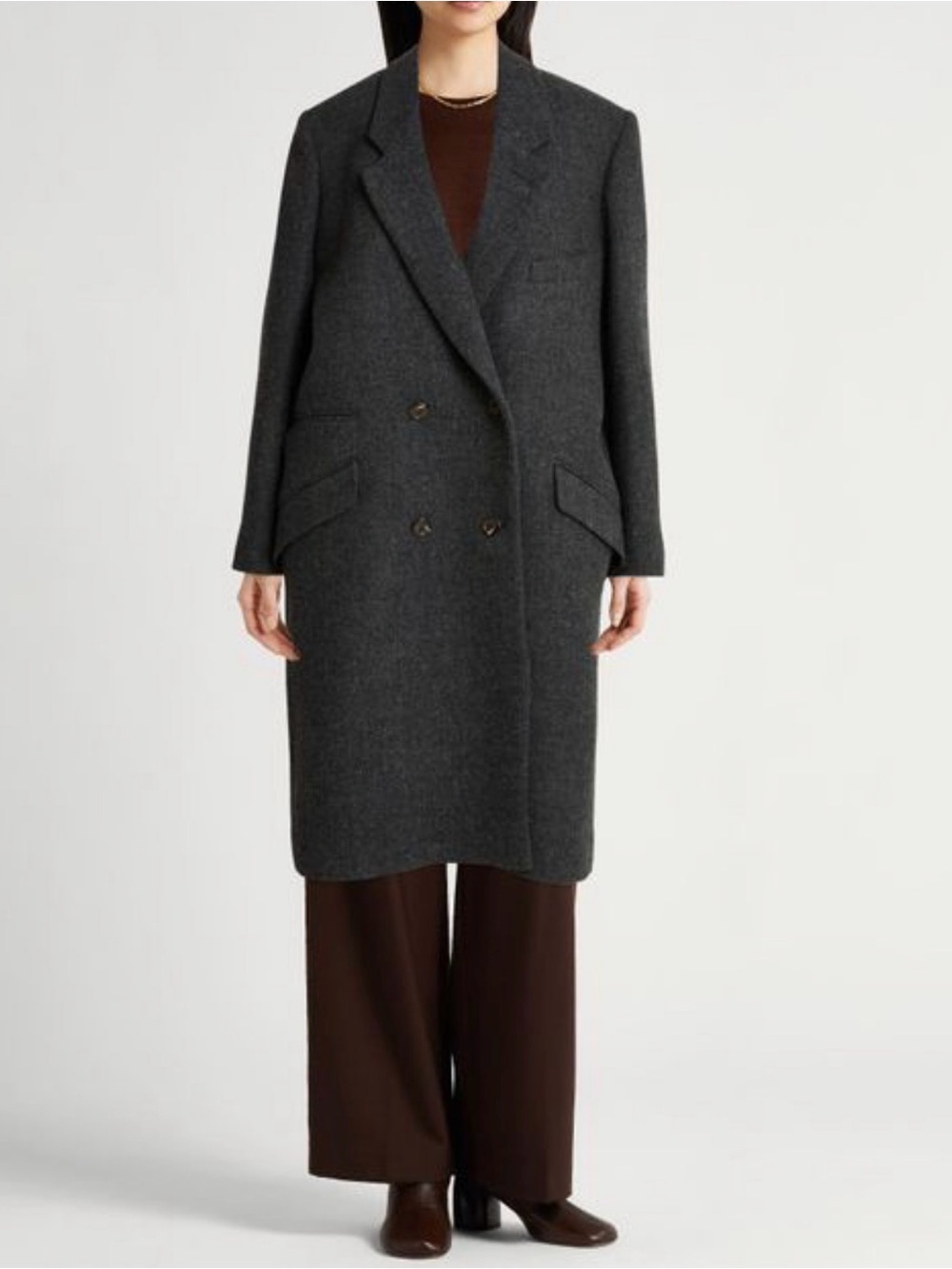Soeur Virgin Wool Midi Coat in dark gray size 38 /M